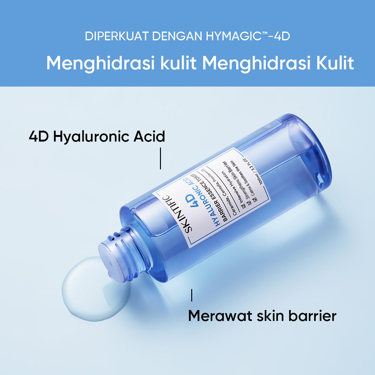 Toner Essence Penghalang Asam Hialuronat 4D Booster Hidrasi
