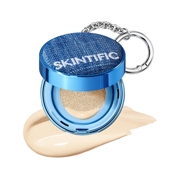 NEW LAUNCH | Limited Edition | SKINTIFIC - Perfect Stay Velvet Matte Cushion | Mini Denim Version 4g Oil Control hingga 12 Jam Travel Friendly Touch up makeup foundation compact mini size