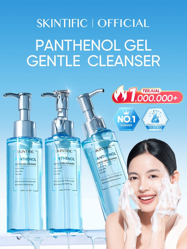 SKINTIFIC - Panthenol Gentle Gel Cleanser 120ml | Sabun Pembersih Wajah Gentle Ultimate Moisturizing Pembersihan Pori-pori Kulit Berminyak Sabun Cuci Muka Oil Control Deep Clean Facial Wash Acne Prone Skin 3pcs Bundle