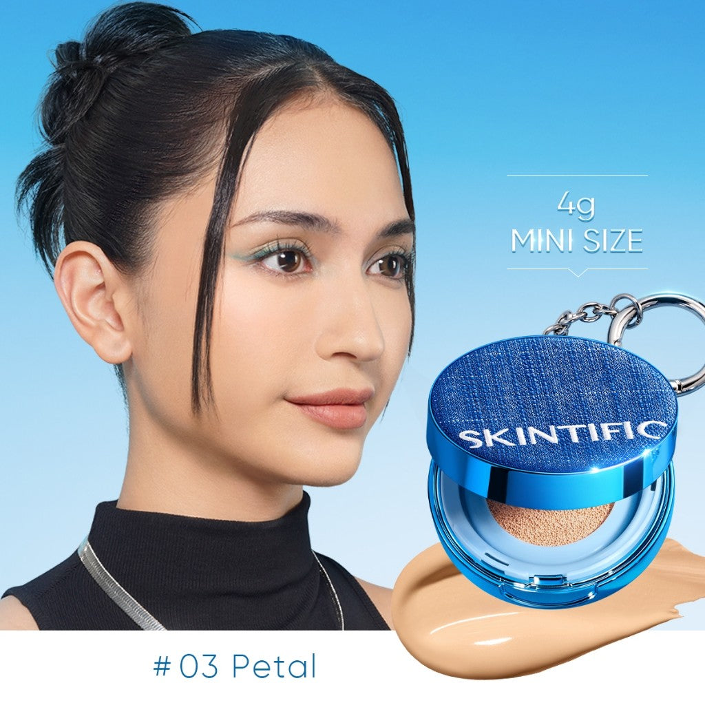 NEW LAUNCH | Limited Edition | SKINTIFIC - Perfect Stay Velvet Matte Cushion | Mini Denim Version 4g Oil Control hingga 12 Jam Travel Friendly Touch up makeup foundation compact mini size