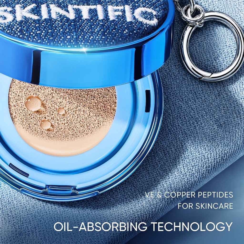 NEW LAUNCH | Limited Edition | SKINTIFIC - Perfect Stay Velvet Matte Cushion | Mini Denim Version 4g Oil Control hingga 12 Jam Travel Friendly Touch up makeup foundation compact mini size