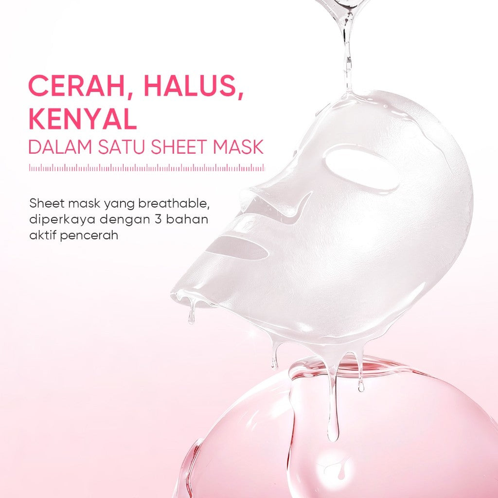 SKINTIFlC -NIACINAMIDE BRIGHTENING DAILY MASK 30sheets|Hydrate Glow sheet masker wajah masker komedo dan pori skincare skintific masker wajah 1box sheetmask 30 days sleeping mask masker mencerahkan wajah kusam clay mask claming pore treatment