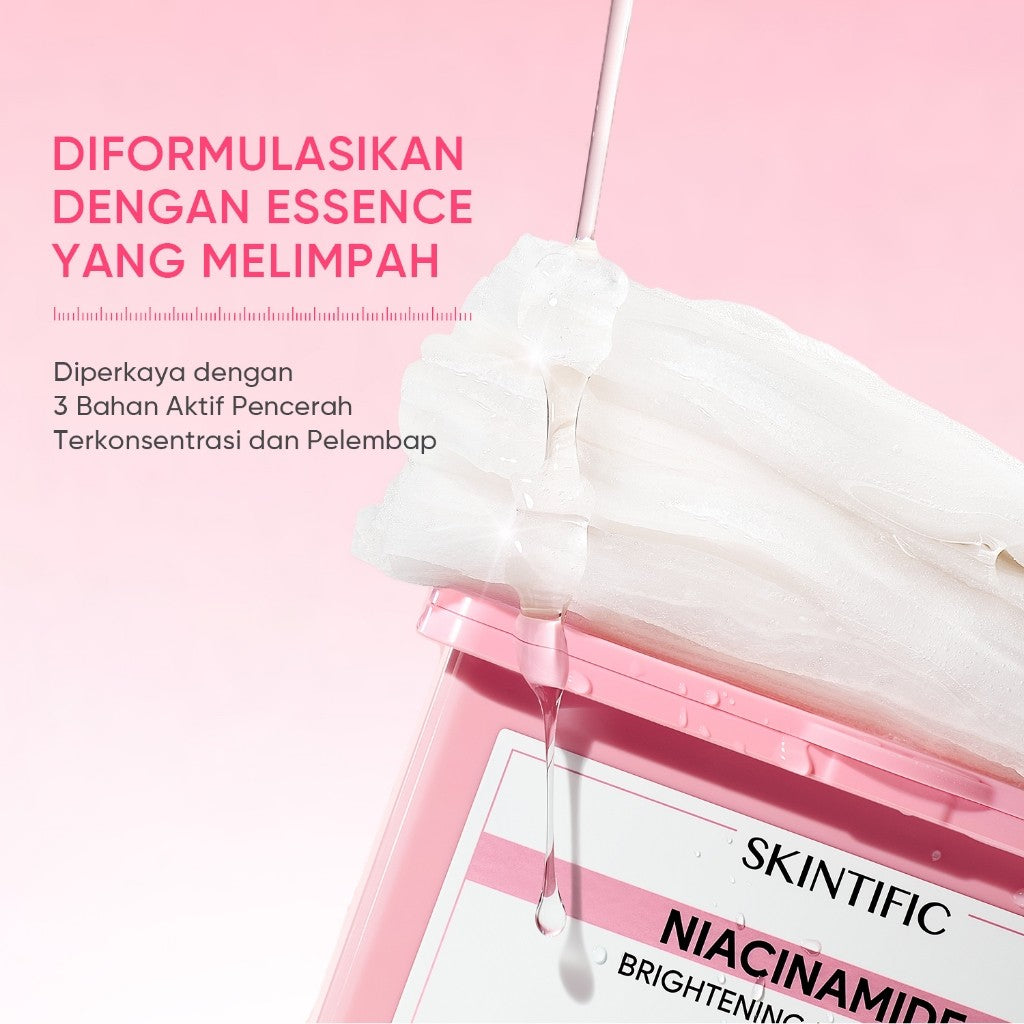 SKINTIFlC -NIACINAMIDE BRIGHTENING DAILY MASK 30sheets|Hydrate Glow sheet masker wajah masker komedo dan pori skincare skintific masker wajah 1box sheetmask 30 days sleeping mask masker mencerahkan wajah kusam clay mask claming pore treatment